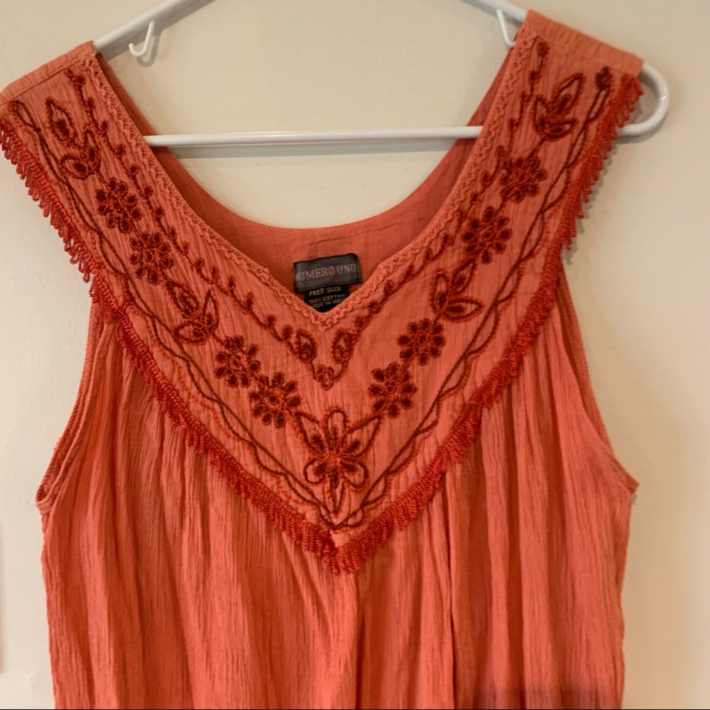 Numero Uno orange boho dress hippy Cotton women’s One  size Lounge Wear